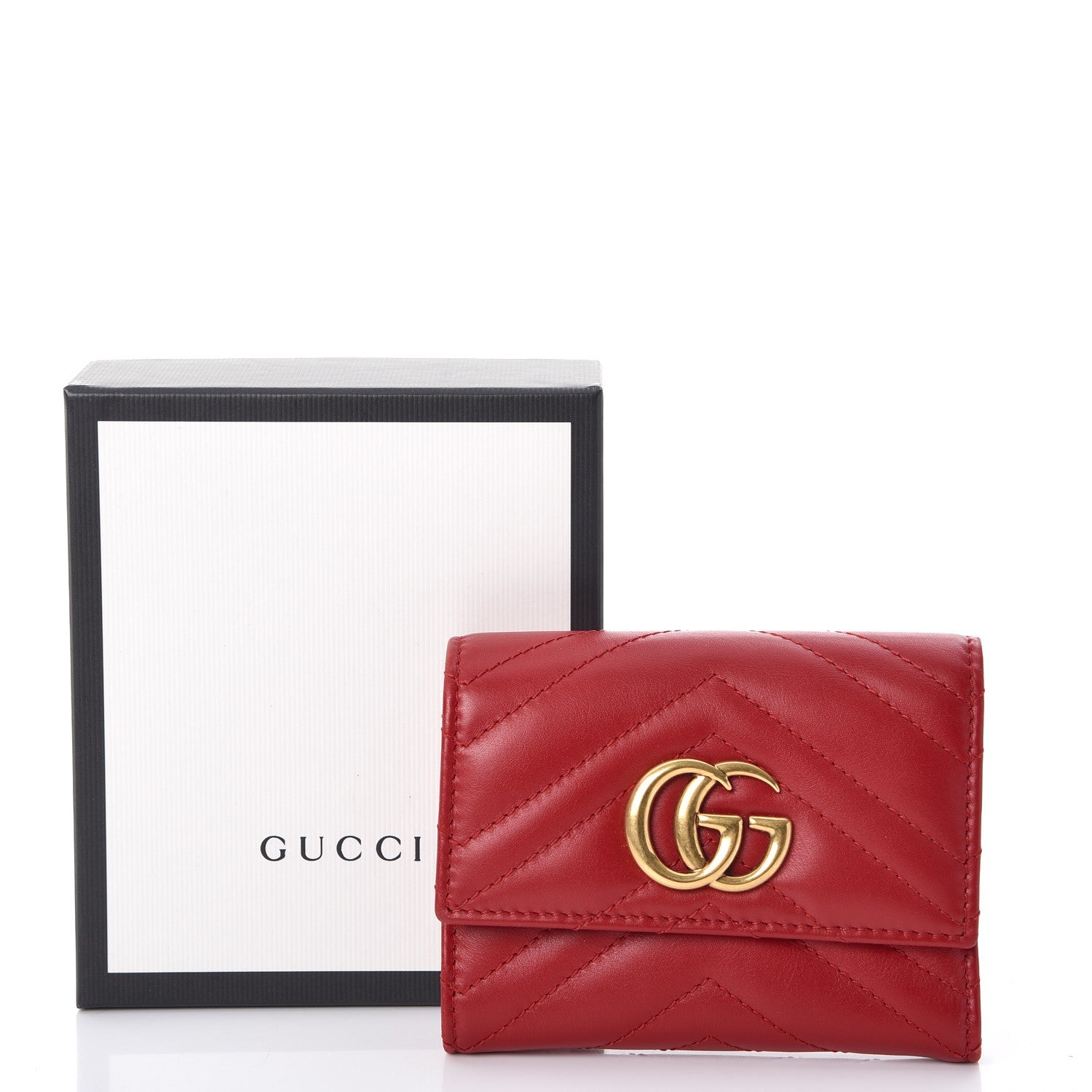 Gucci Calfskin Matelasse GG Marmont Wallet Hibiscus Red 9 of 9