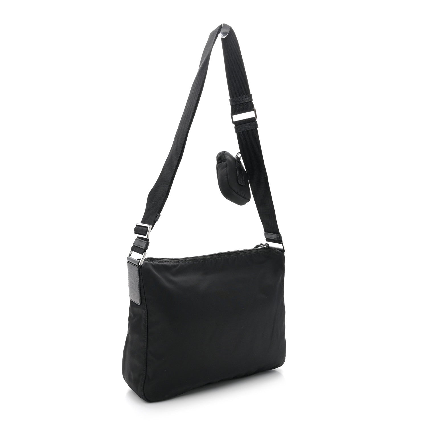 Prada Re-Nylon Vela Saffiano Pocket Double Zip Messenger Bag Black 3 of 10
