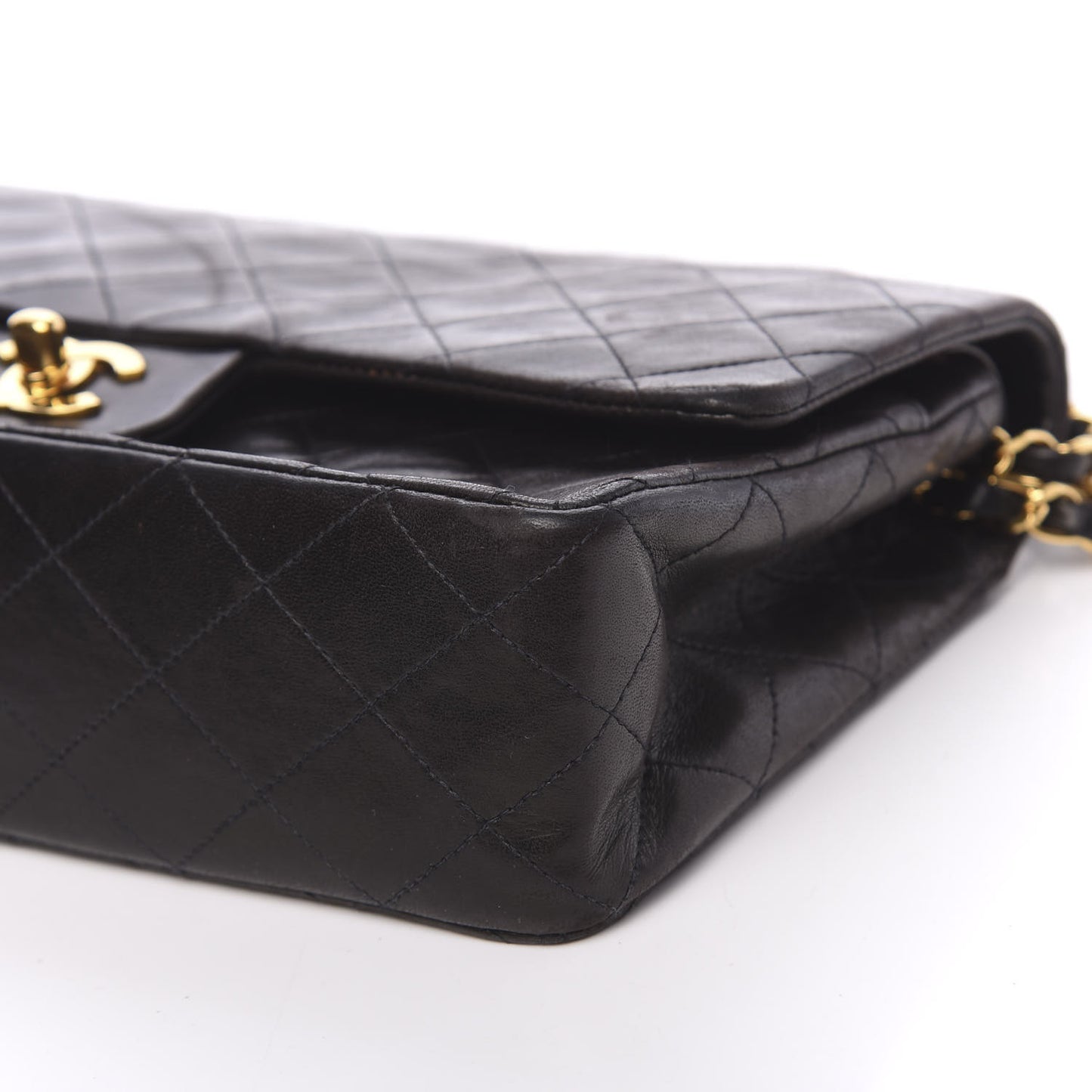 Lambskin Quilted Medium Double Flap Black