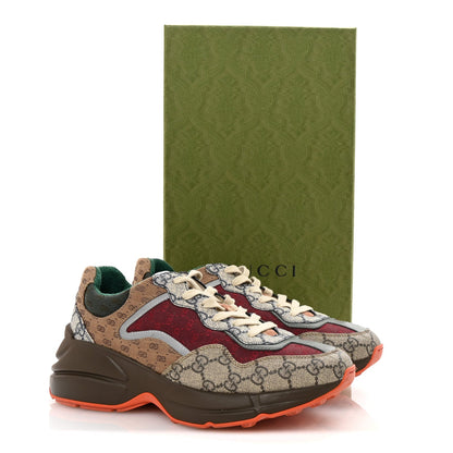 Gucci GG Supreme Monogram Mix Monogram Womens Rhyton Sneakers 39.5 Bordeaux Beige Ebony 9 of 9