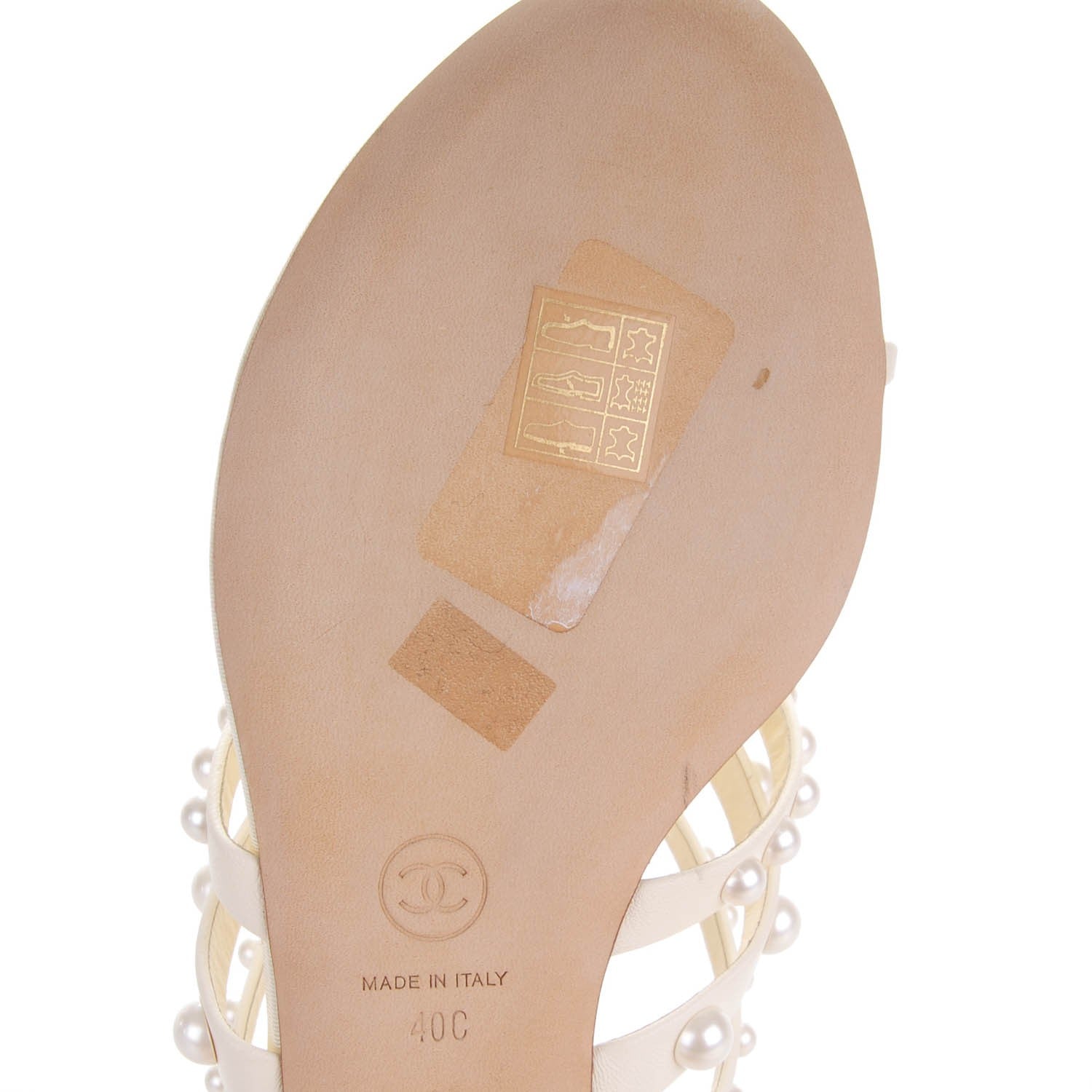 Chanel Lambskin Pearl Sandals 40 White 9 of 10