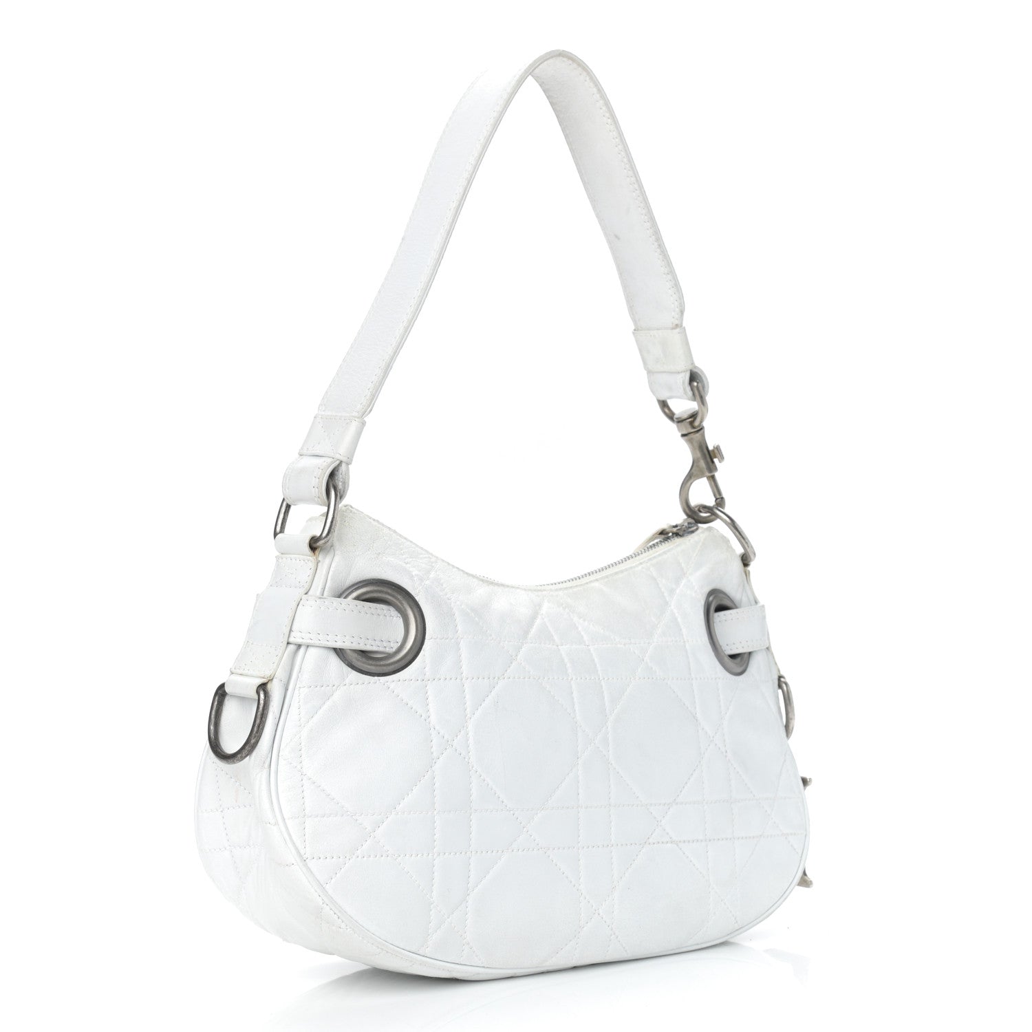 Christian Dior Lambskin Cannage Small Hobo White 3 of 18