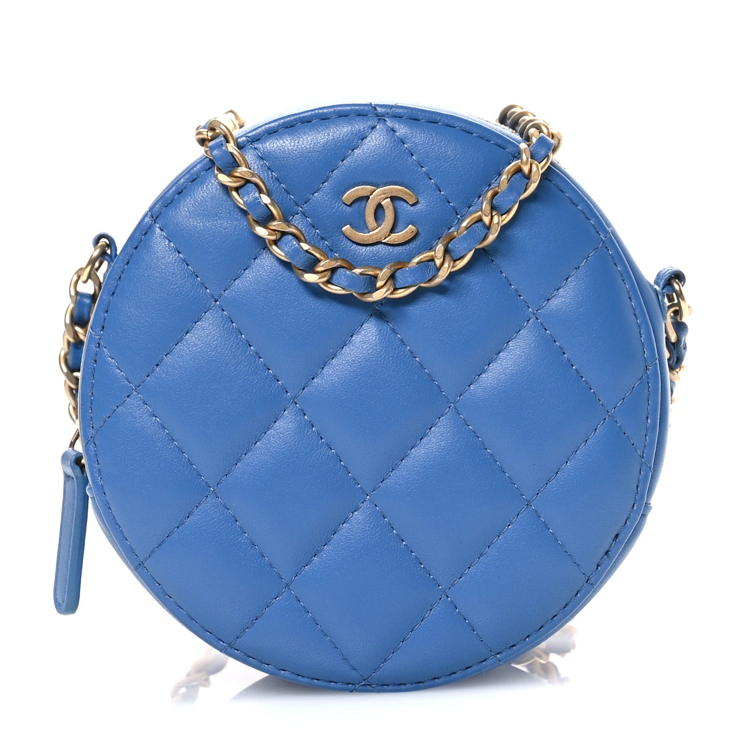 Chanel Lambskin Round Clutch With Chain Blue 1 of 10