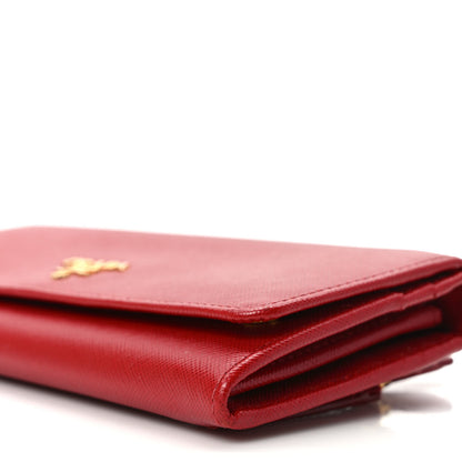 Prada Saffiano Metal Continental Flap Wallet Fuoco 8 of 9