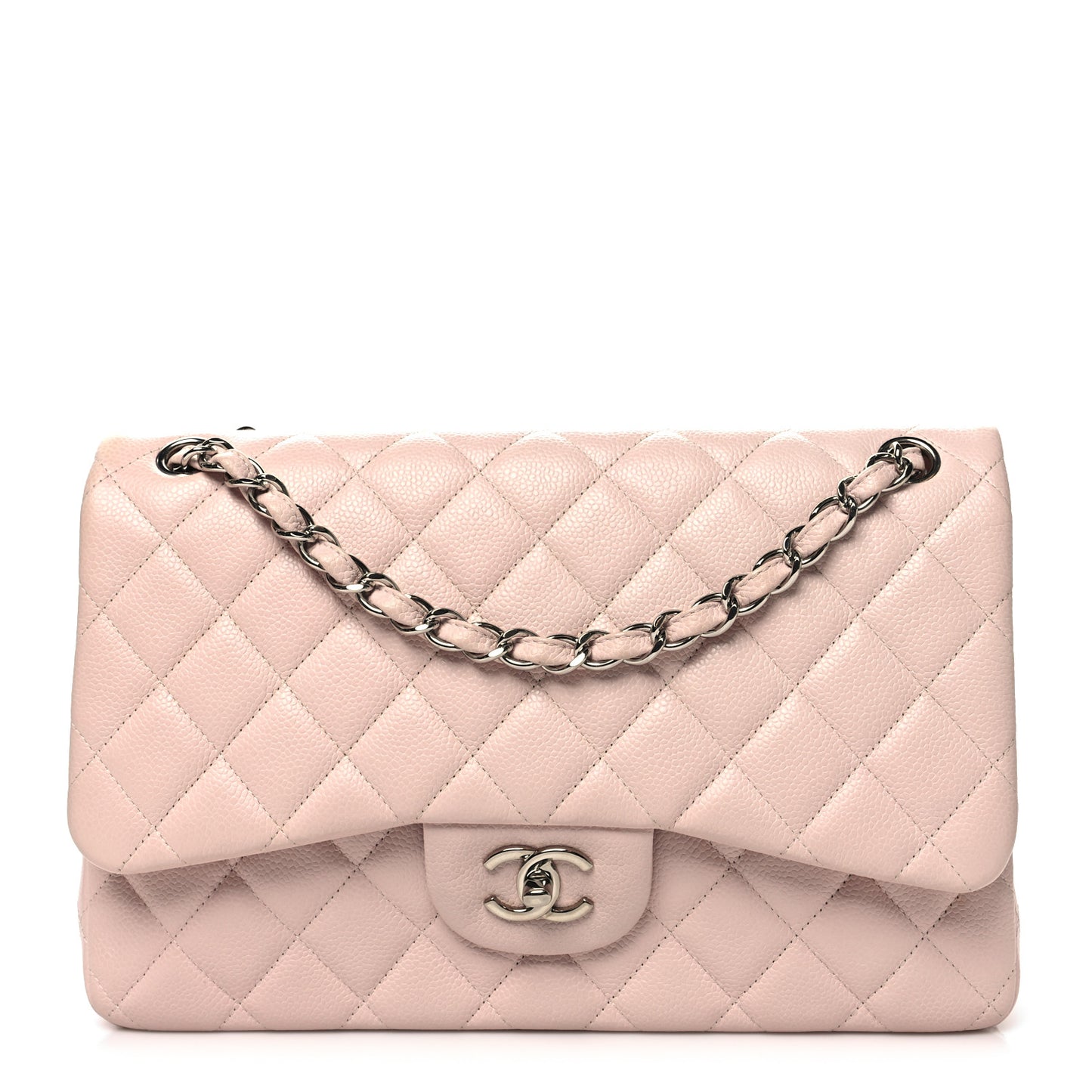 Caviar Quilted Jumbo Double Flap Light Pink