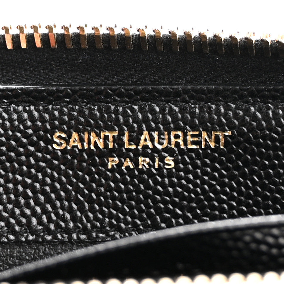 Saint Laurent Grain De Poudre Matelasse Chevron Monogram Zip Around Wallet Black 5 of 11