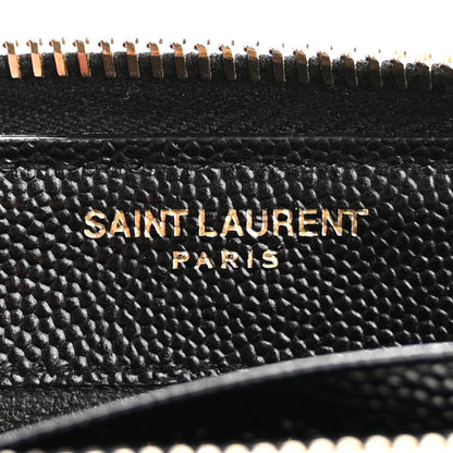 Saint Laurent Grain De Poudre Matelasse Chevron Monogram Zip Around Wallet Black 5 of 11