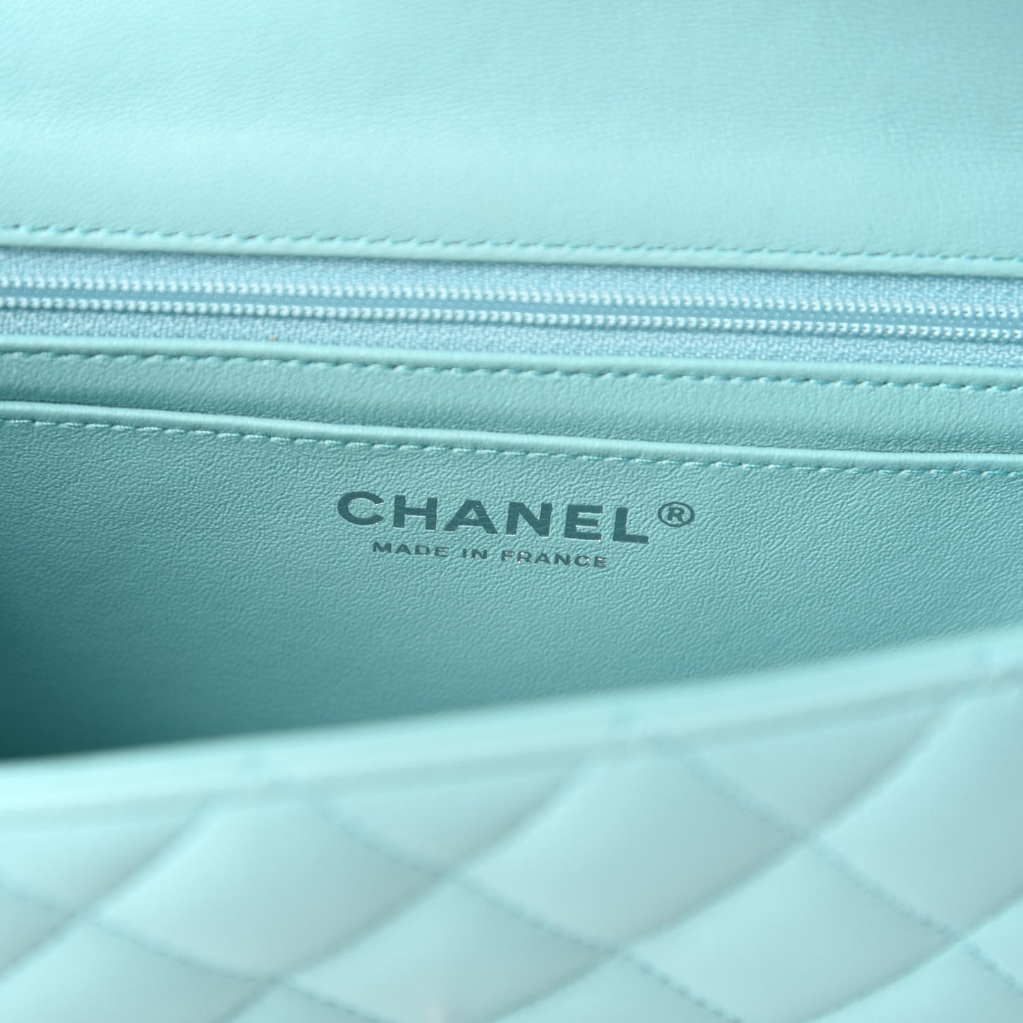 Lambskin Quilted Mini Rectangular Flap Light Blue