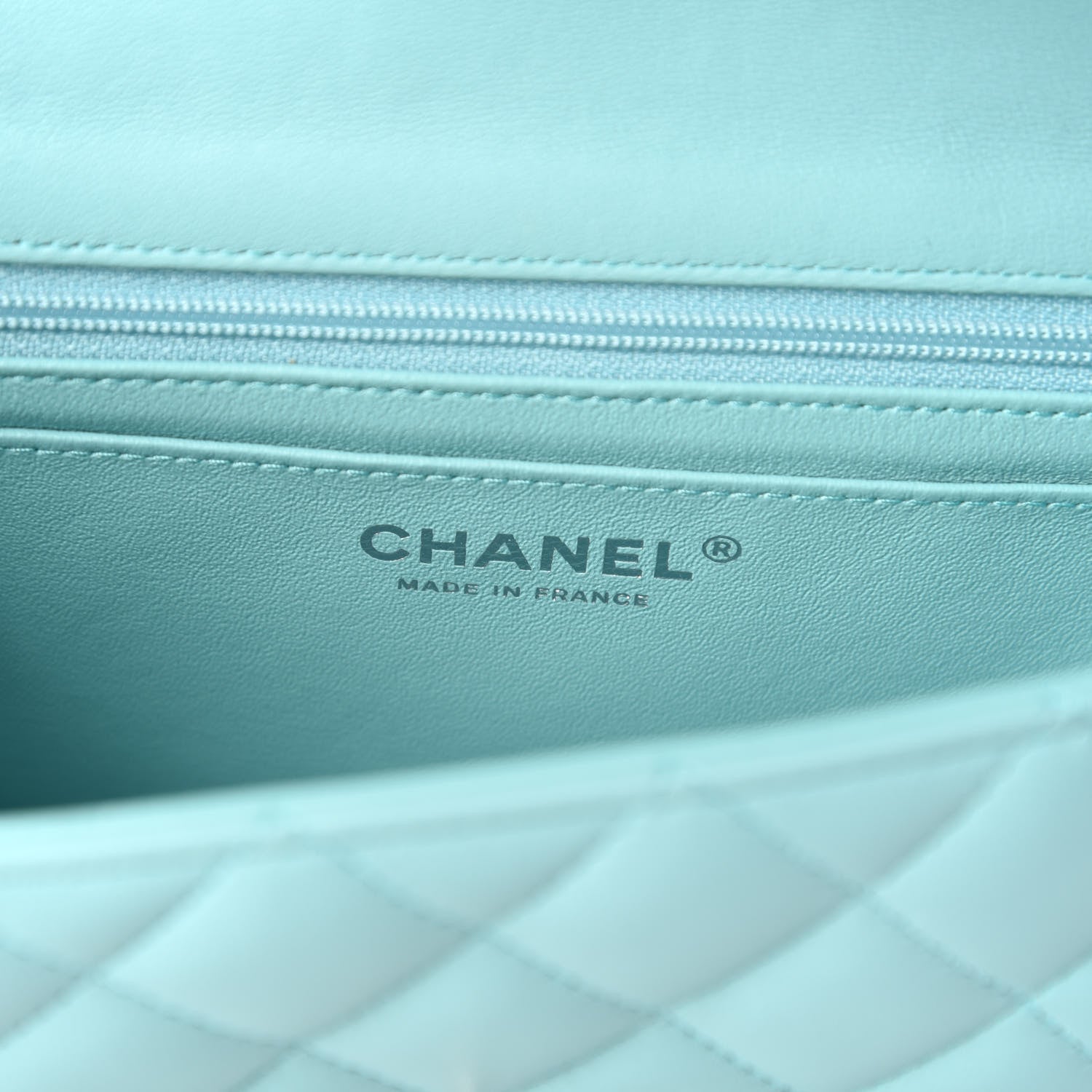 Chanel Lambskin Quilted Mini Rectangular Flap Light Blue 8 of 13