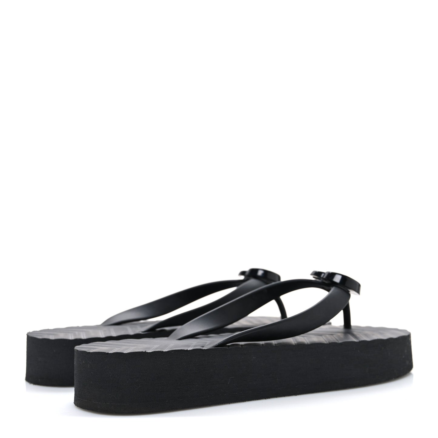 Rubber Chevron Womens GG Thong Sandals 39 Black