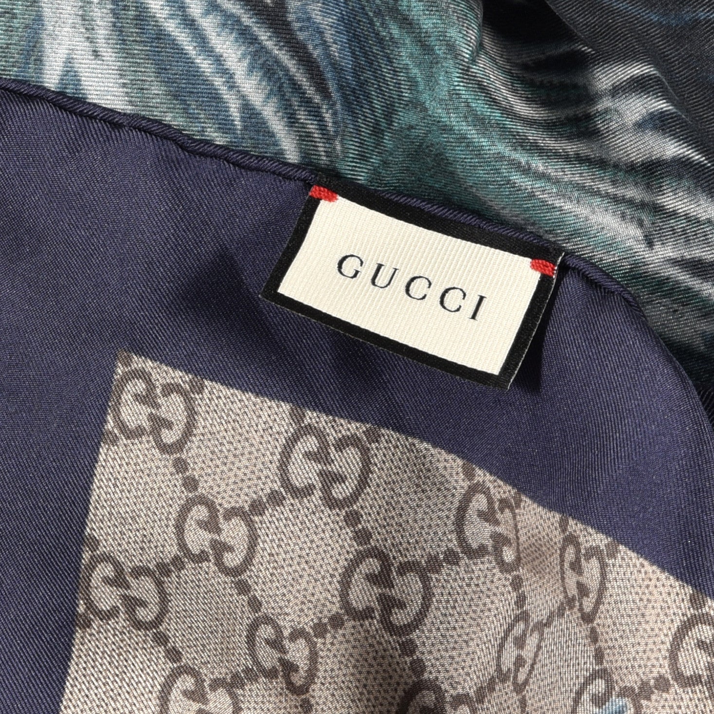 Gucci Silk Monogram XXV Holllywood Wolf Web Scarf Blue 2 of 3