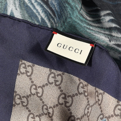Gucci Silk Monogram XXV Holllywood Wolf Web Scarf Blue 2 of 3