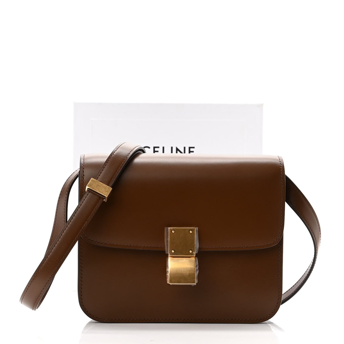 Box Calfskin Teen Classic Box Flap Bag Camel