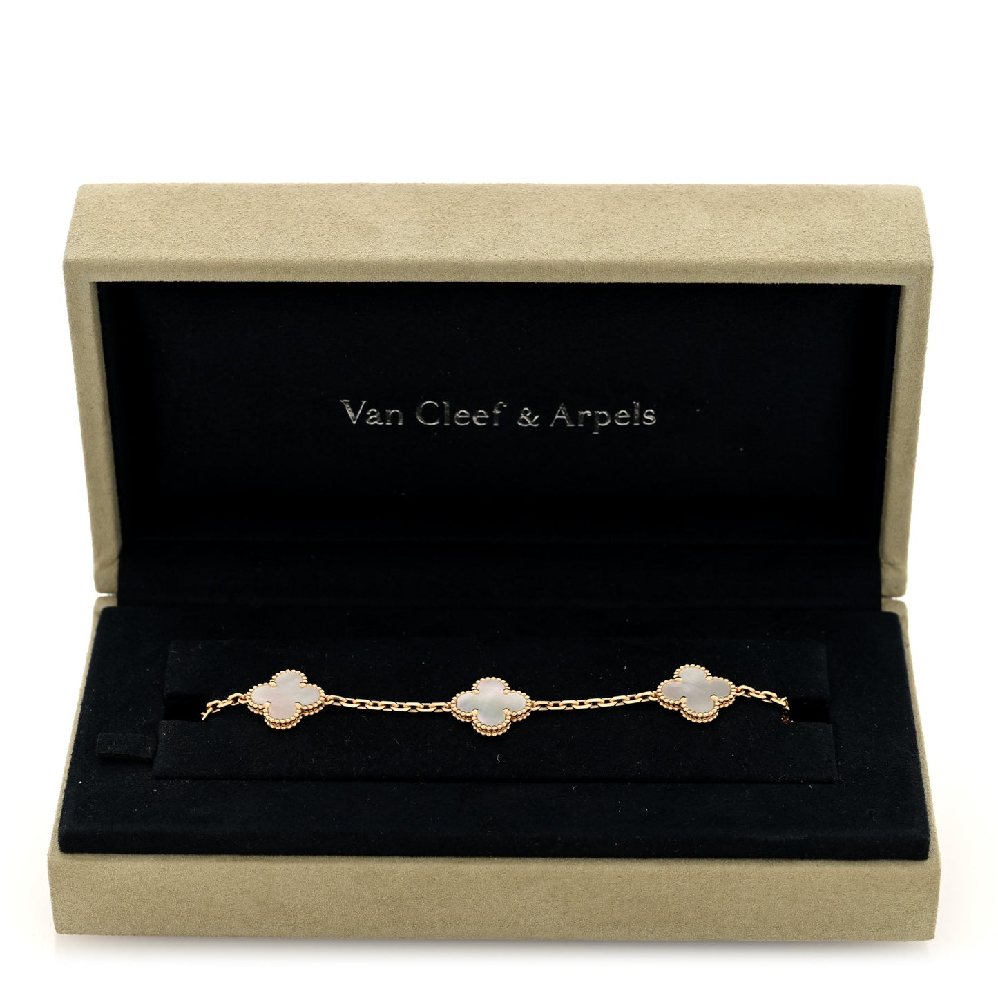 18K Yellow Gold Mother of Pearl 5 Motifs Vintage Alhambra Bracelet