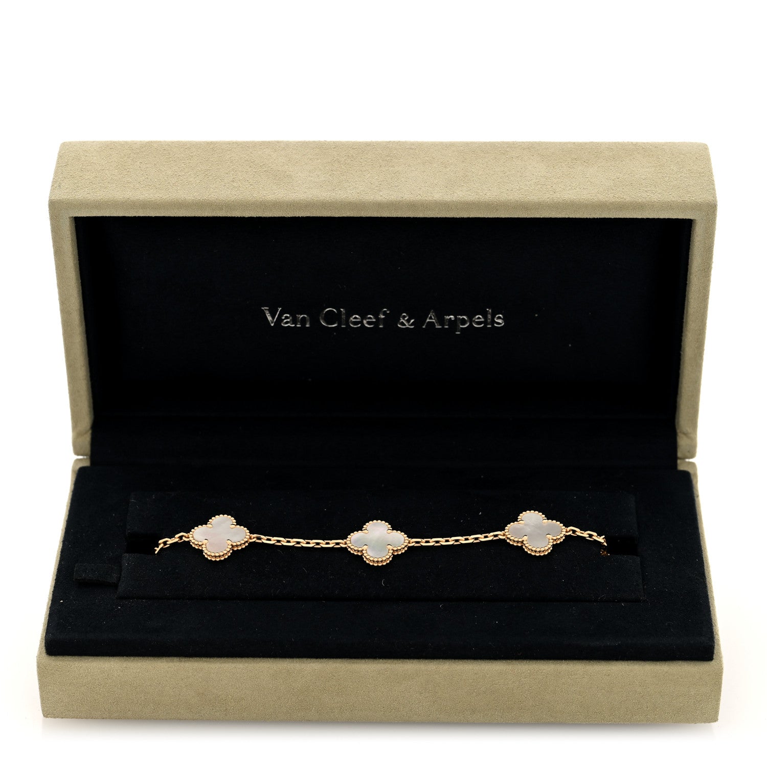 Van Cleef & Arpels 18K Yellow Gold Mother of Pearl 5 Motifs Vintage Alhambra Bracelet 4 of 4