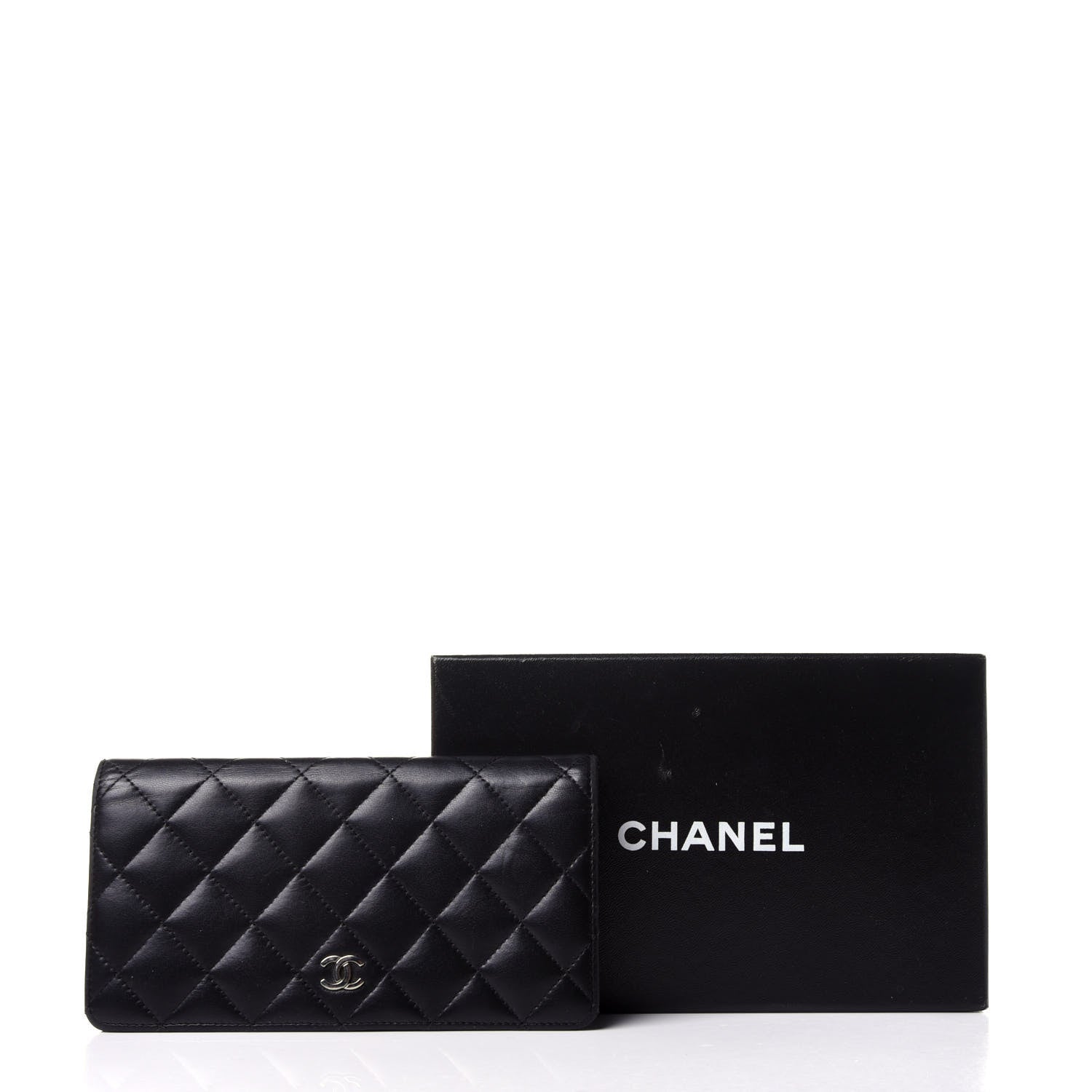 Chanel Lambskin Quilted Yen Wallet Black 15 of 15