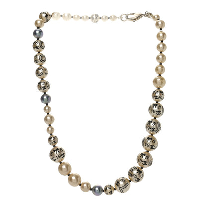 Chanel Painted Pearl CC Short Necklace Black Gold 7 of 8