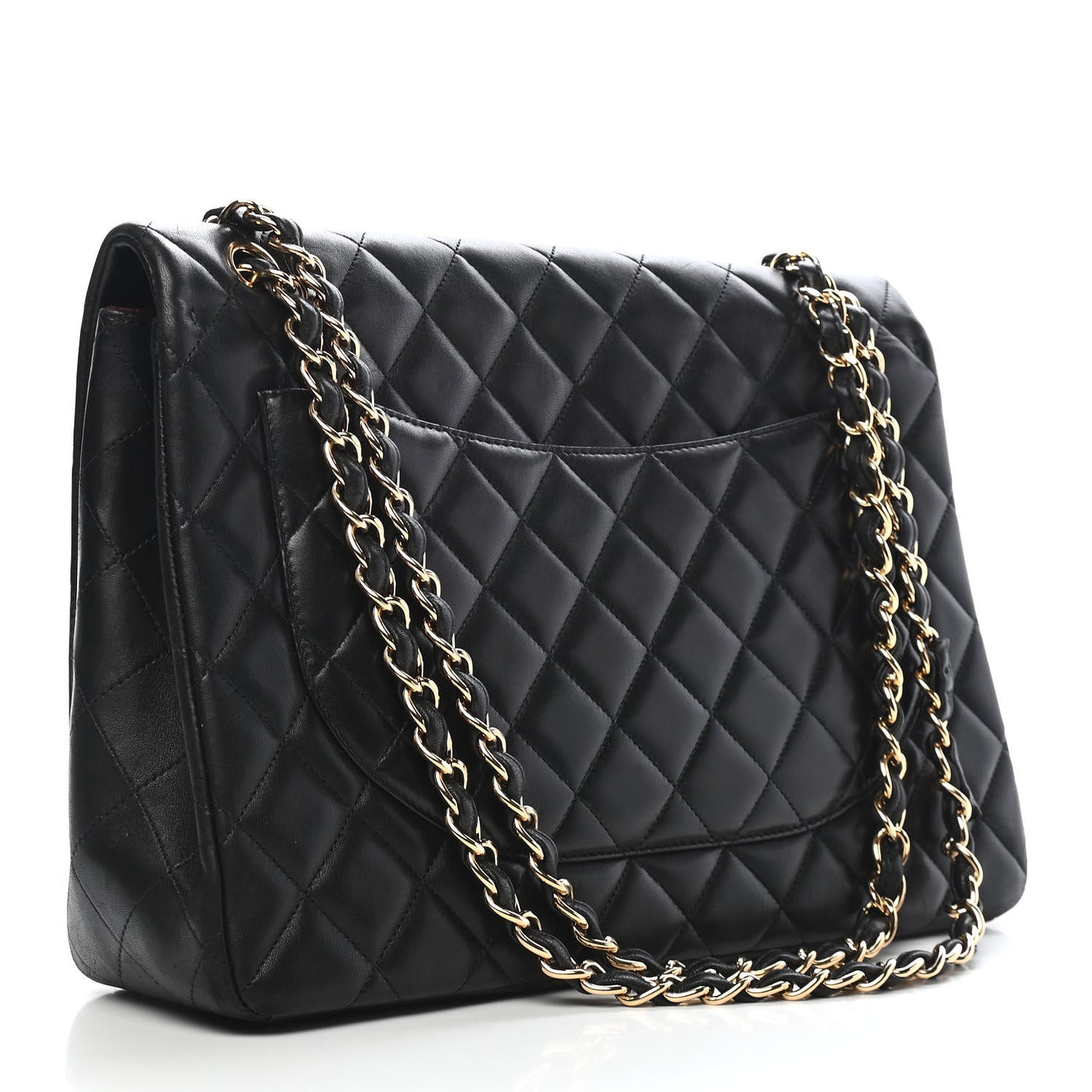 Lambskin Quilted Maxi Single Flap Black