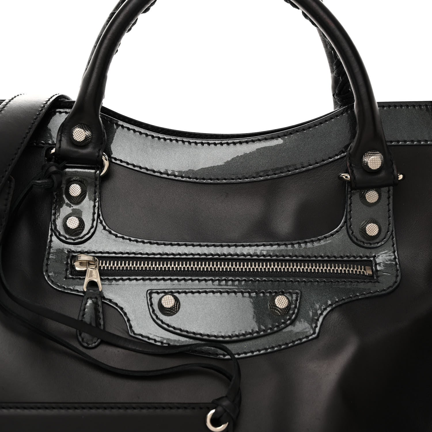 Balenciaga Smooth Calfskin Metallic Patent Giant 12 Silver Hardware City Black Gris 6 of 14