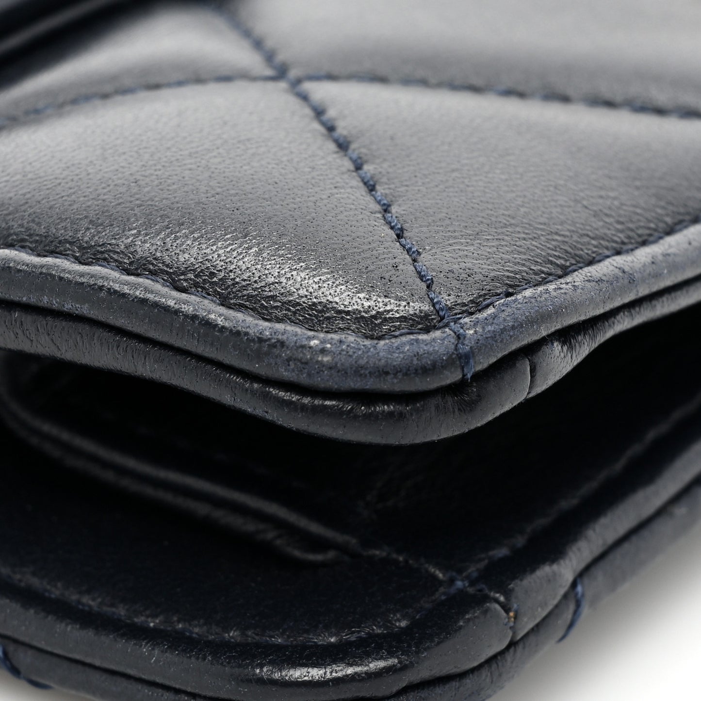 Lambskin Quilted Large Golden Class Flap Navy