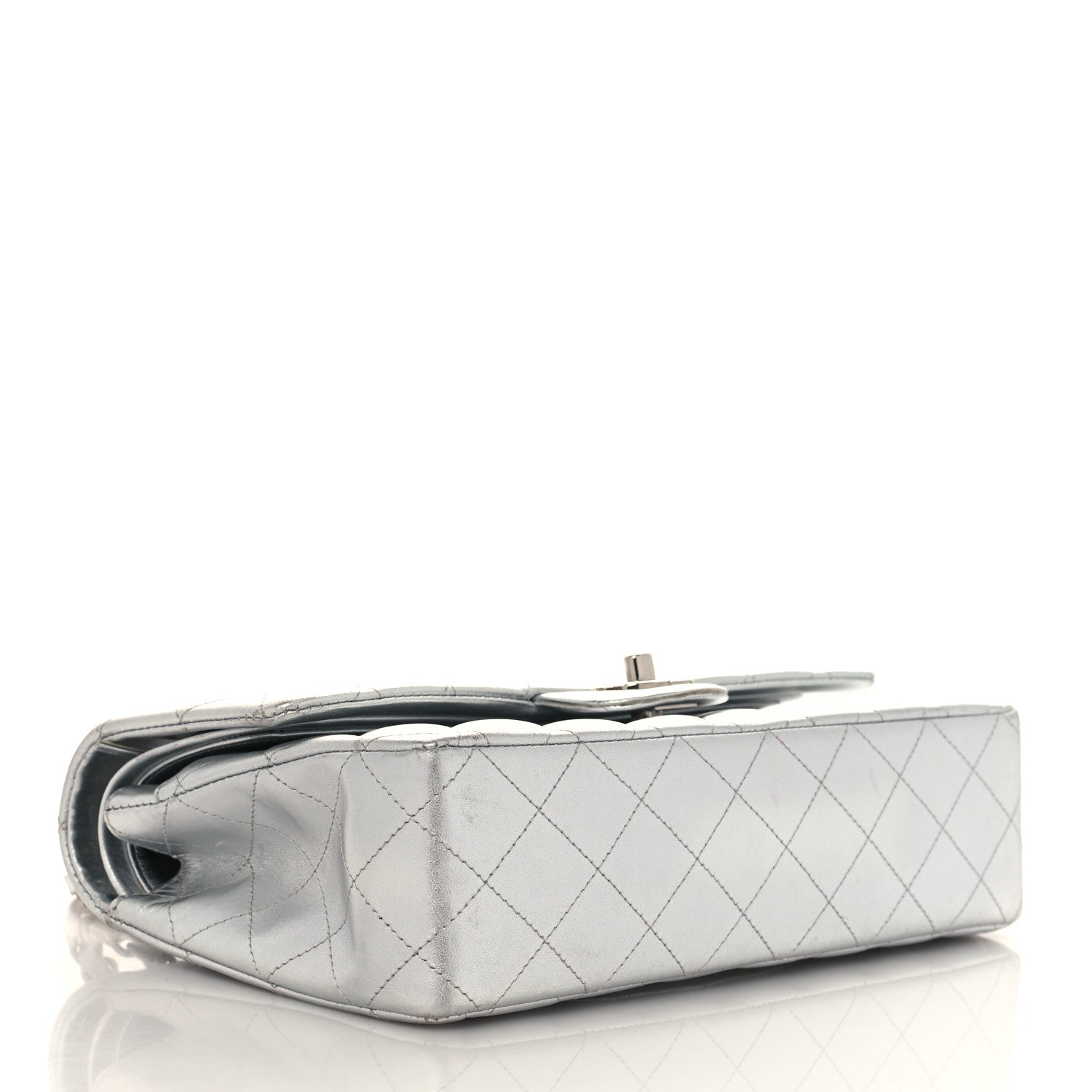Chanel Metallic Lambskin Quilted Medium Double Flap Silver 7 of 19