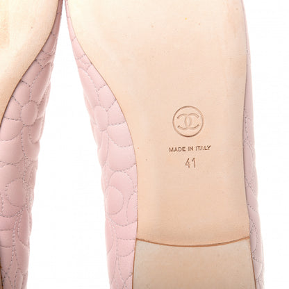 Chanel Lambskin Camellia Embroidered CC Ballerina Flats 41 Light Pink 9 of 10