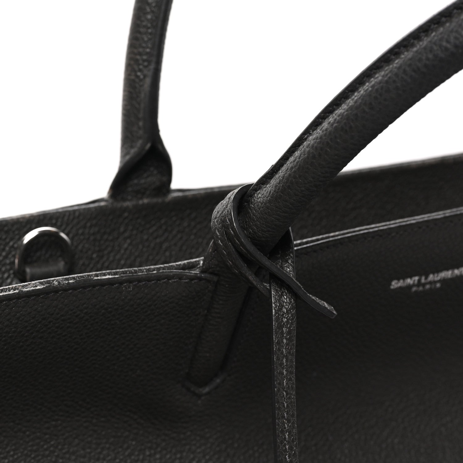 Saint Laurent Grained Calfskin Medium Cabas Rive Gauche Coal 11 of 11