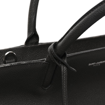 Saint Laurent Grained Calfskin Medium Cabas Rive Gauche Coal 11 of 11