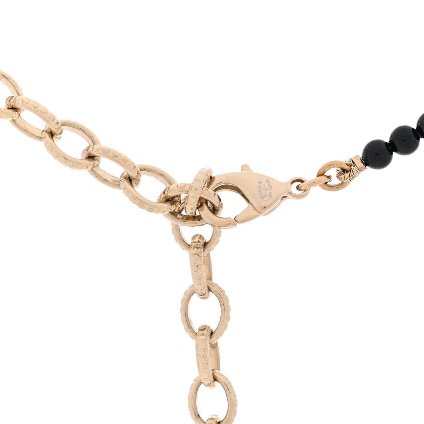 Bead Pearl Crystal CC Choker Necklace Gold Black White