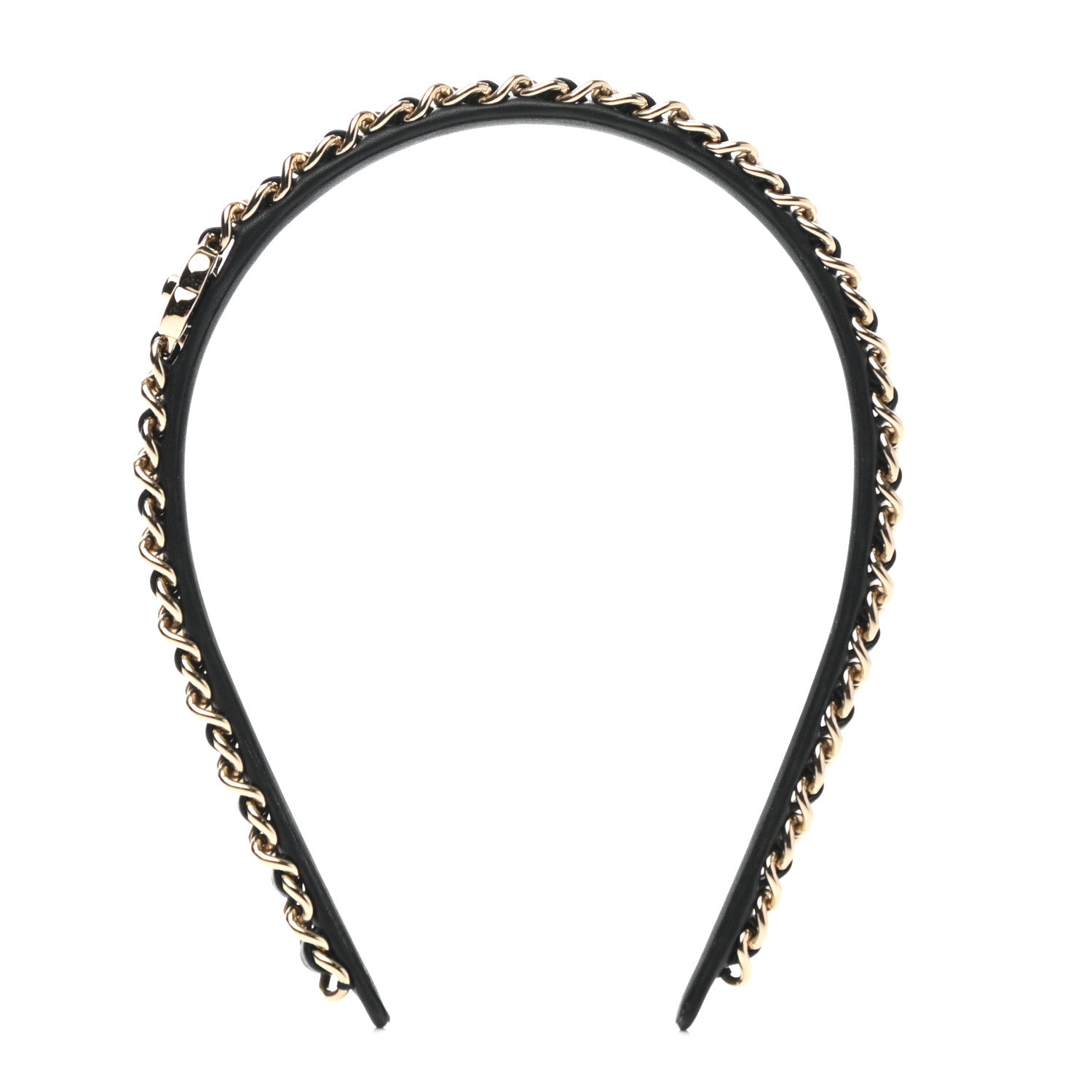 Chanel Metal Lambskin CC Turnlock Chain Headband Gold Black 1 of 5