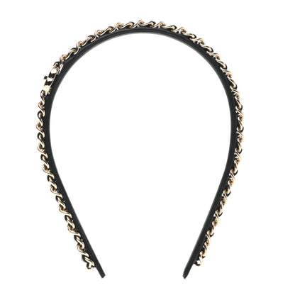 Chanel Metal Lambskin CC Turnlock Chain Headband Gold Black 1 of 5