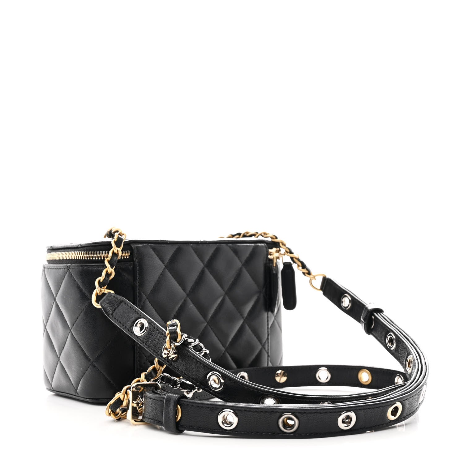 Chanel Goatskin Quilted Punk Essentials Vanity Case With Chain Black 3 of 11