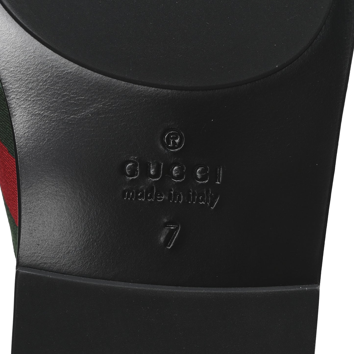 Nylon Calfskin Web Mens GG Thong Sandals 7 Green Red Black