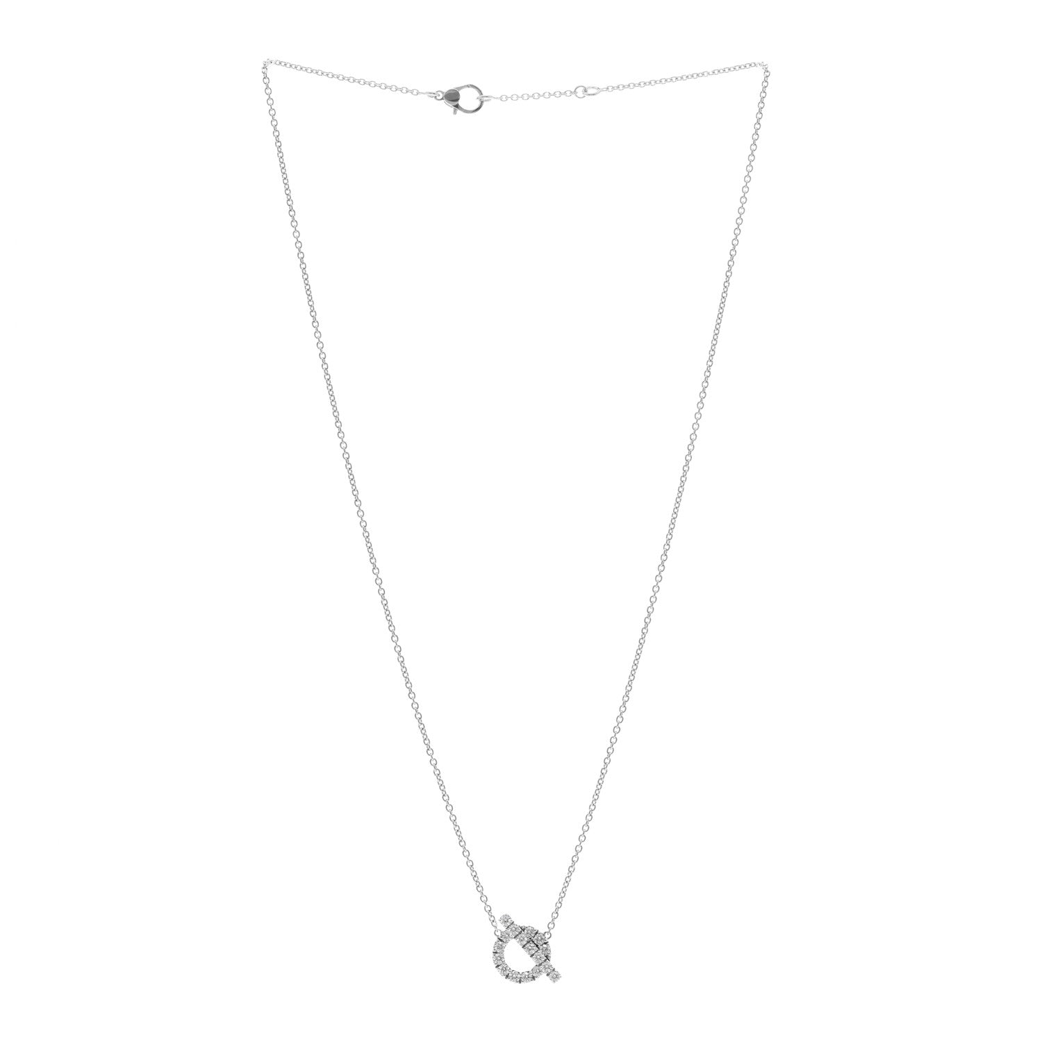 Hermes 18K White Gold Diamond Finesse Pendant Necklace 3 of 5