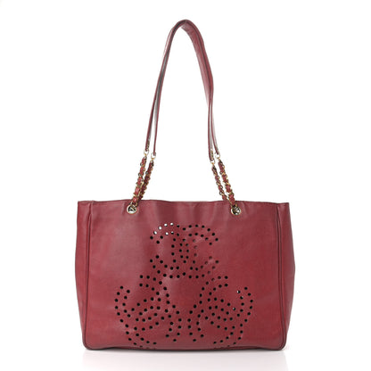 Chanel Caviar Perforated CC Tote Red 3 of 16