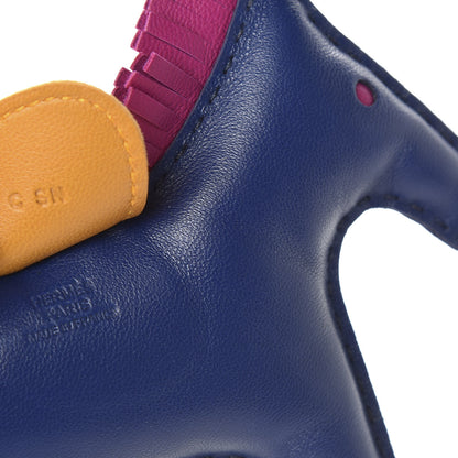 Hermes Milo Lambskin Grigri Rodeo Horse Bag Charm MM Bleu Saphir Rose Pourpre Naturel Bouton D'Or 4 of 5