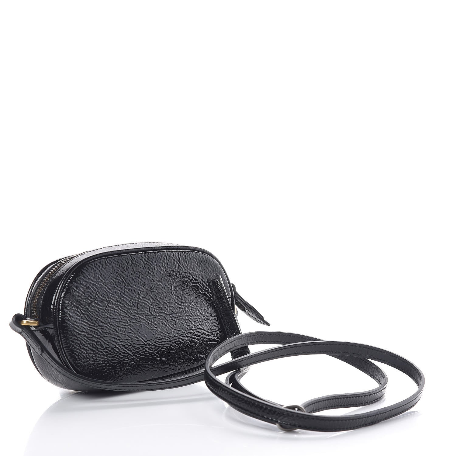 Gucci Patent Rubber Game Patch Logo Crossbody Bag Black 3 of 8