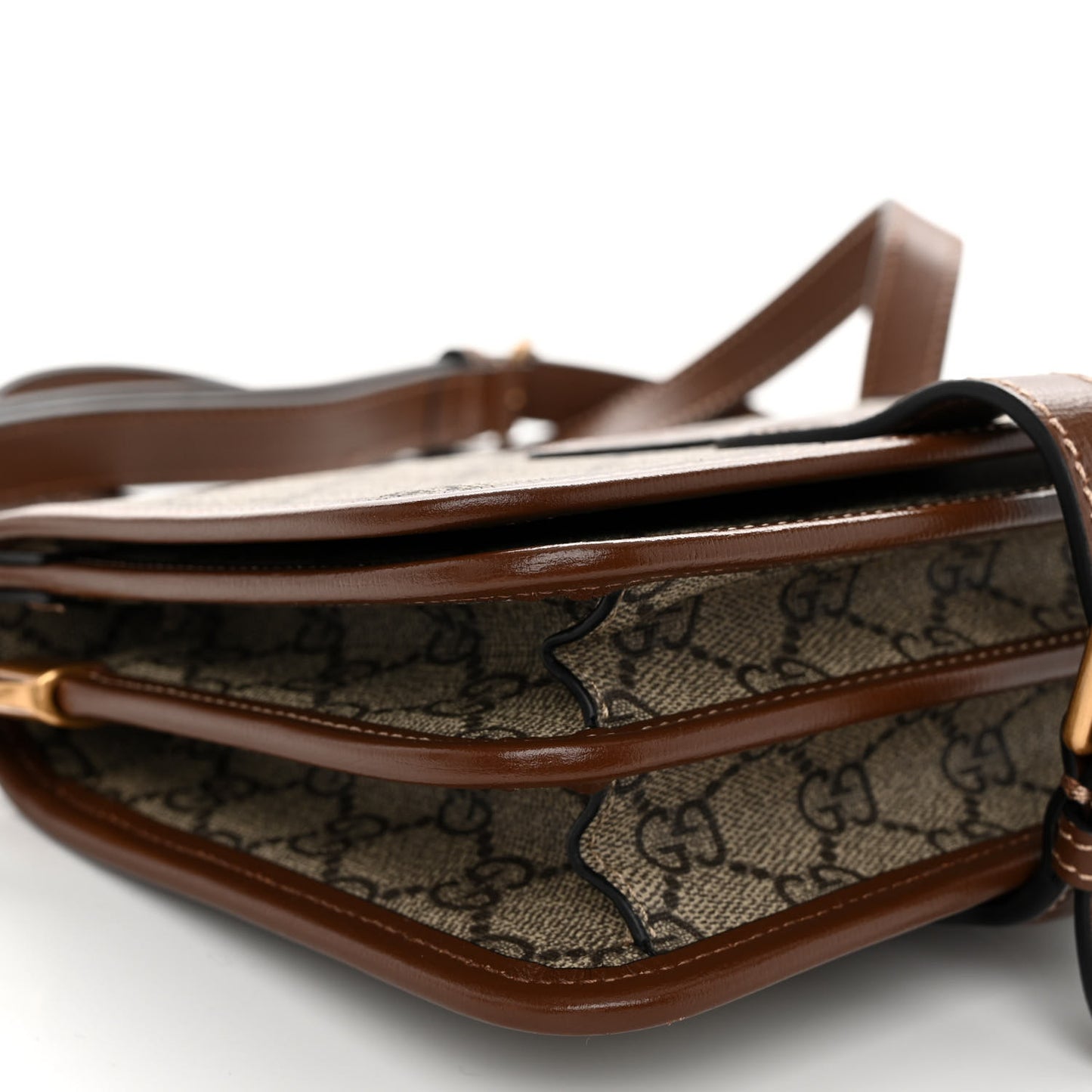 GG Supreme Monogram Azalea Calfskin Mini Retro Interlocking G Flap Shoulder Bag Beige Ebony Brown Sugar