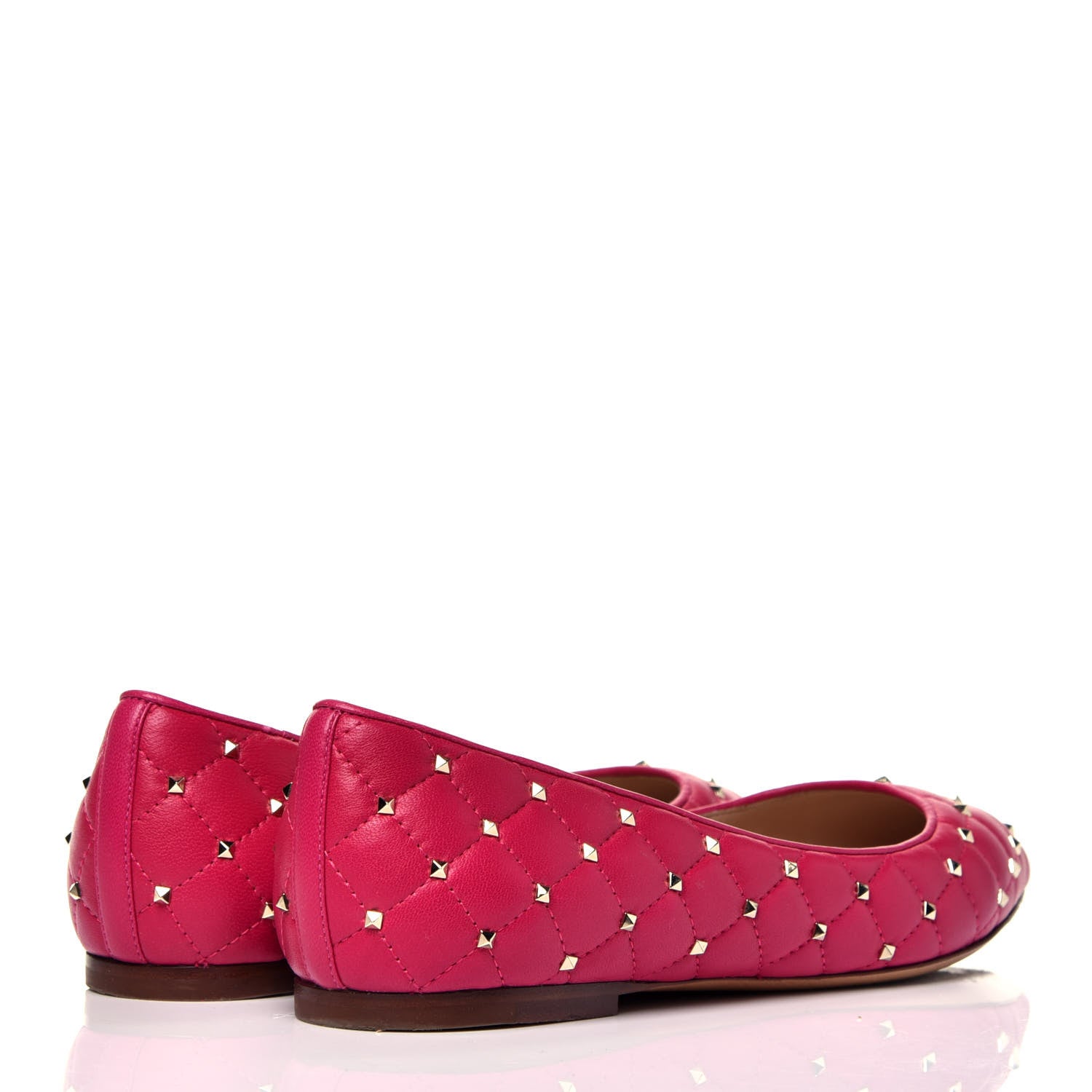 Valentino Garavani Nappa Rockstud Spike Ballerina Flats 38 Disco Pink 4 of 7