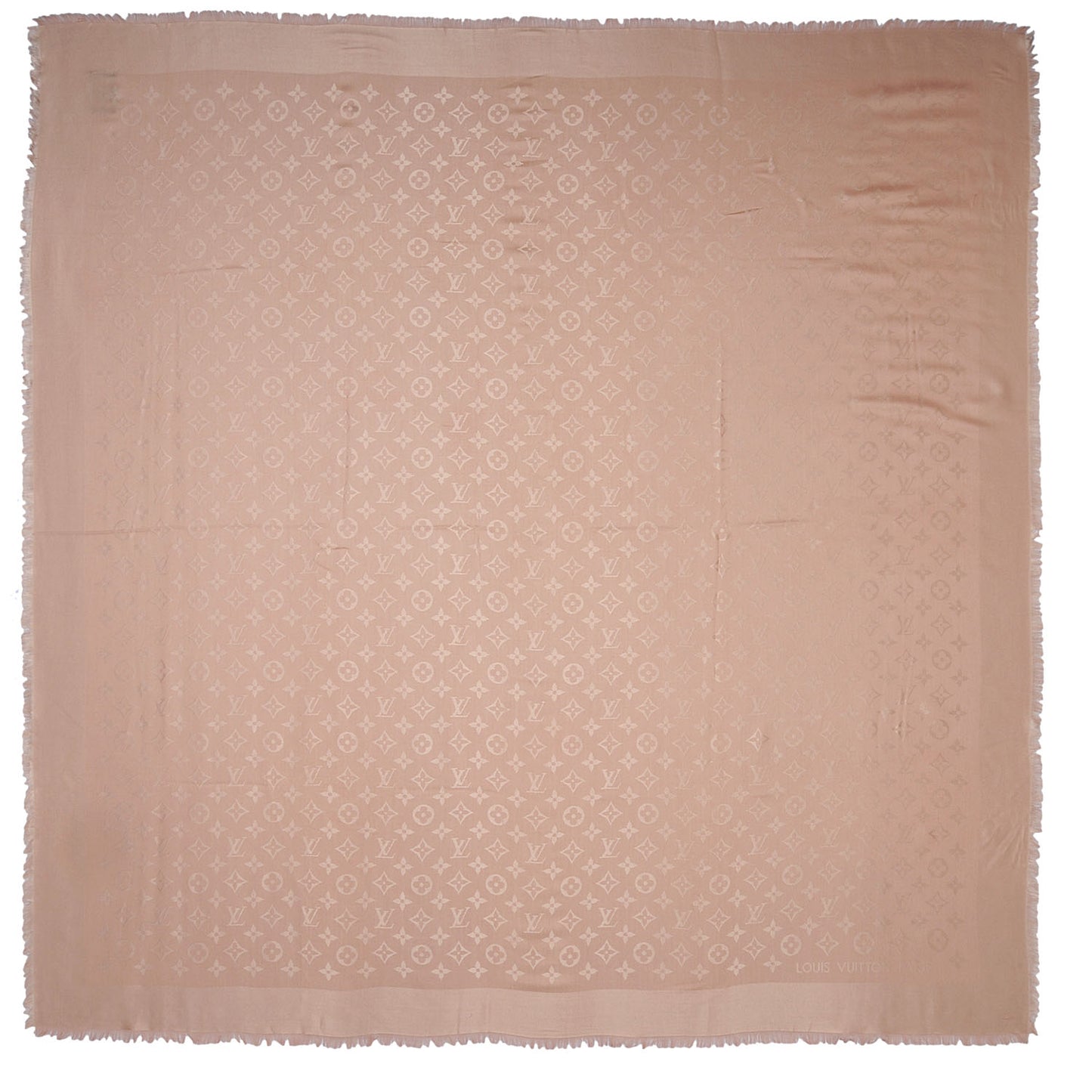 Silk Wool Monogram Shawl Nude