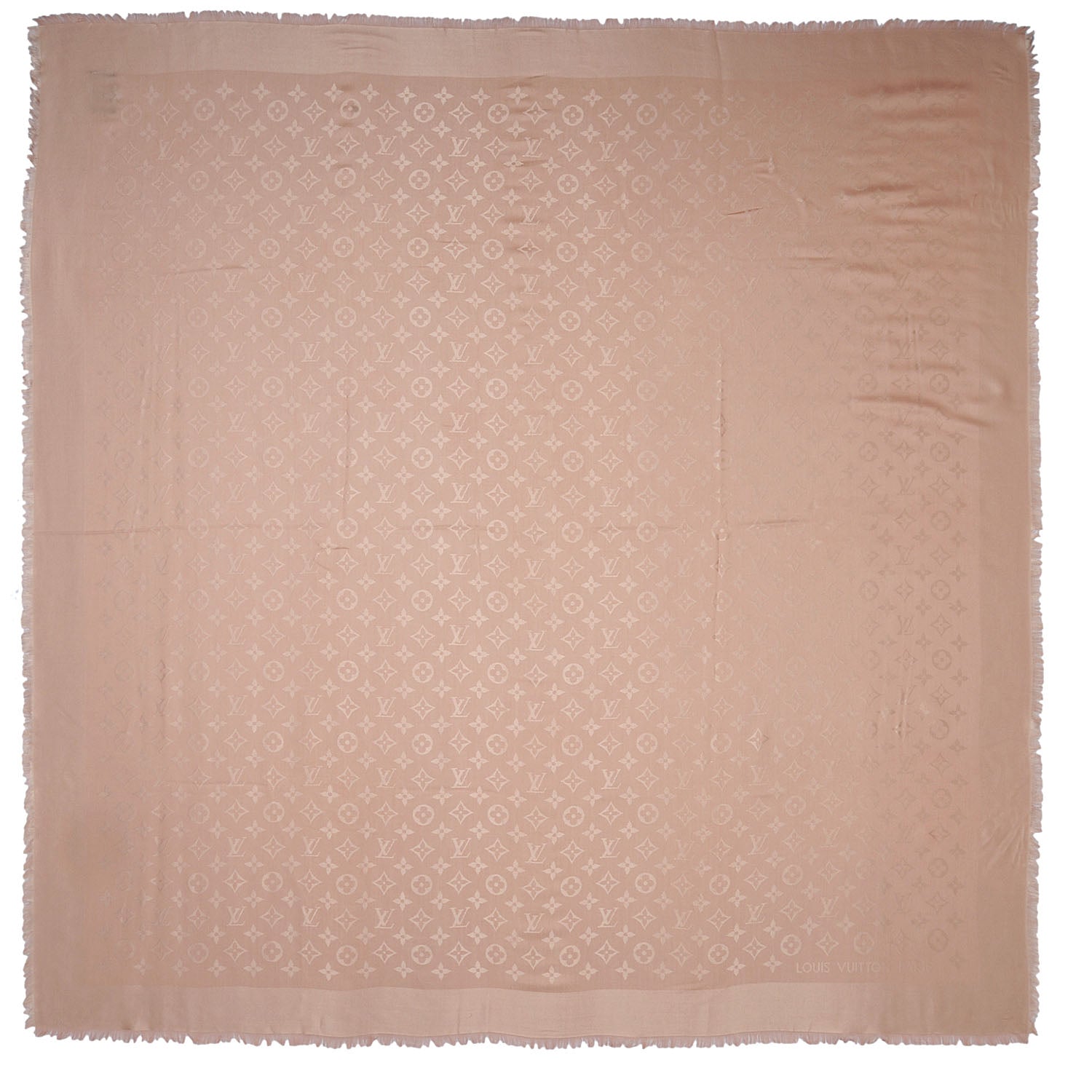 Louis Vuitton Silk Wool Monogram Shawl Nude 3 of 5