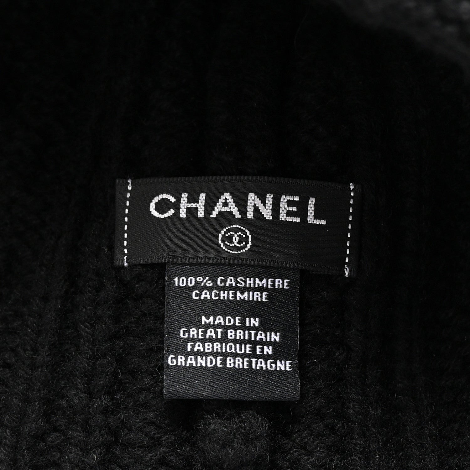 Chanel Cashmere CC Beanie Hat Black 5 of 5