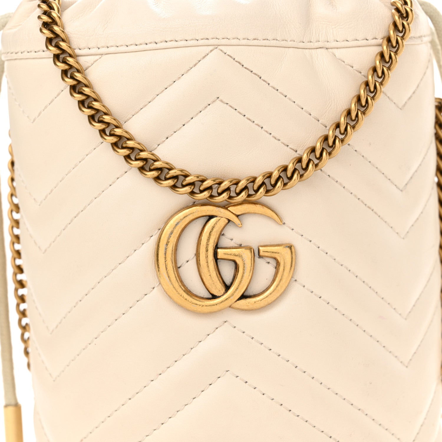 Gucci Calfskin Matelasse Mini GG Marmont 2.0 Bucket Bag White 8 of 15