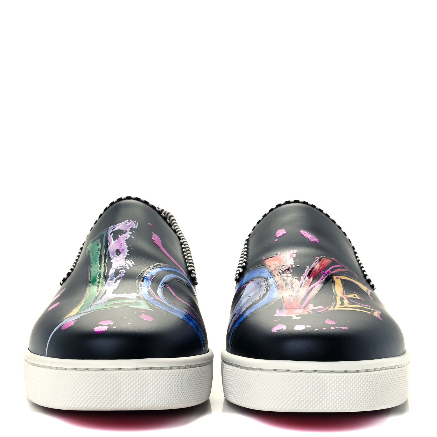 Christian Louboutin Calfskin Womens Loubi Love Flat Sneakers 35.5 Black Multicolor 3 of 13