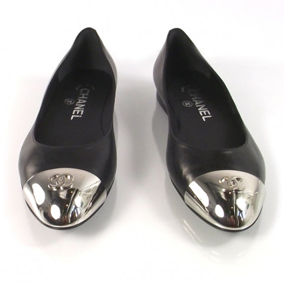 Chanel Leather Steel Toe Ballerina Flats 37 3 of 9