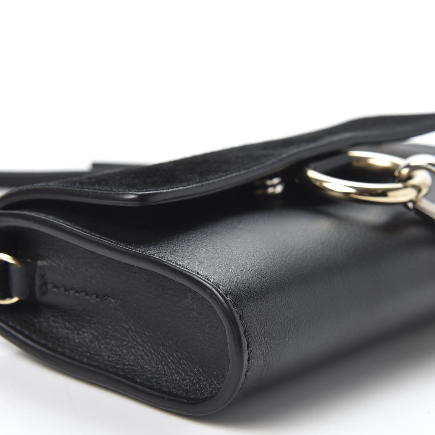 Suede Calfskin Mini Faye Shoulder Bag Black