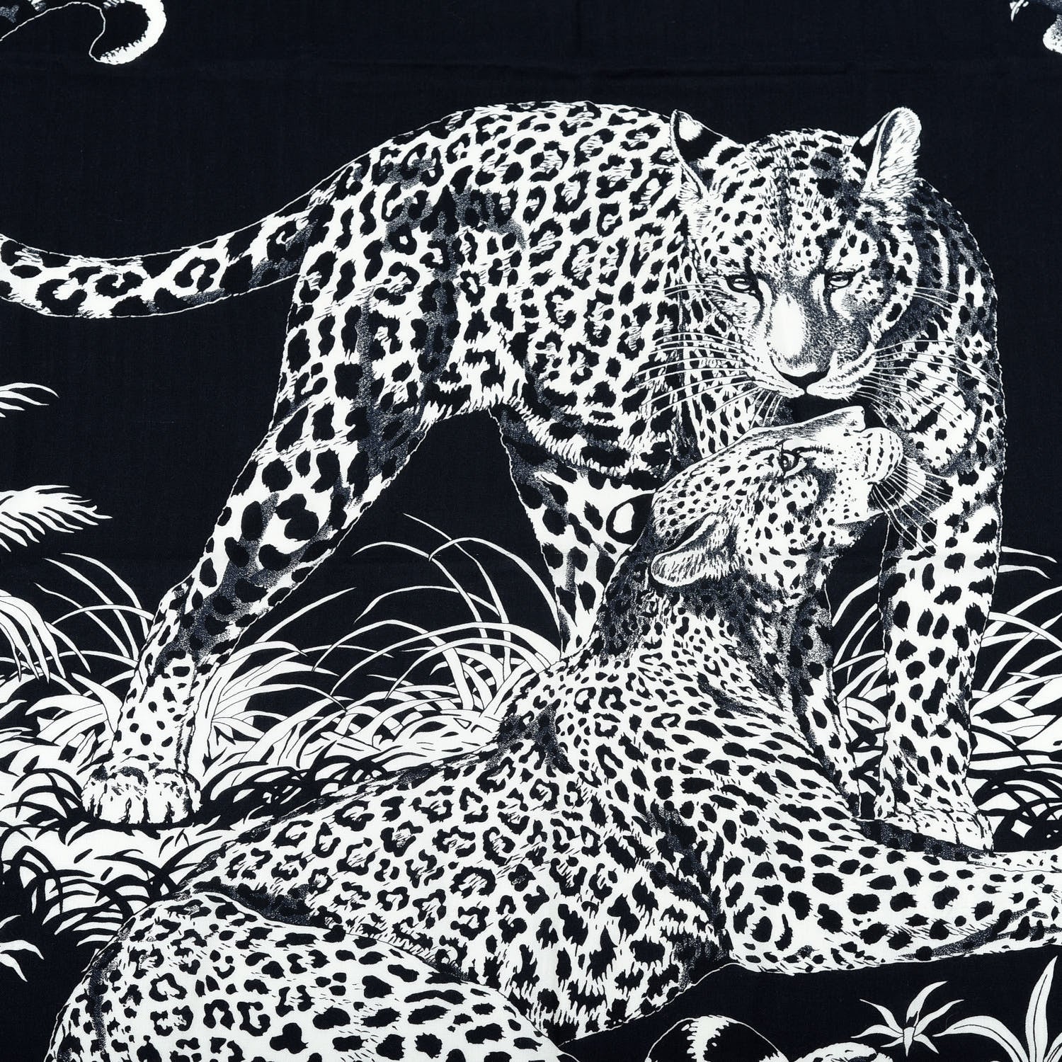 Hermes Cashmere Silk Jungle Love Tattoo Shawl 140 Bleu Black White 4 of 7