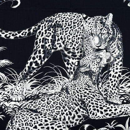 Hermes Cashmere Silk Jungle Love Tattoo Shawl 140 Bleu Black White 4 of 7