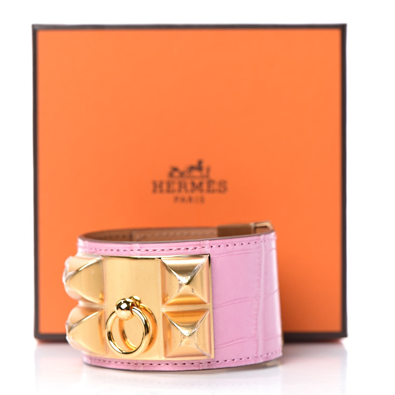 Hermes Matte Alligator Collier De Chien CDC Bracelet T2 Pink 6 of 6