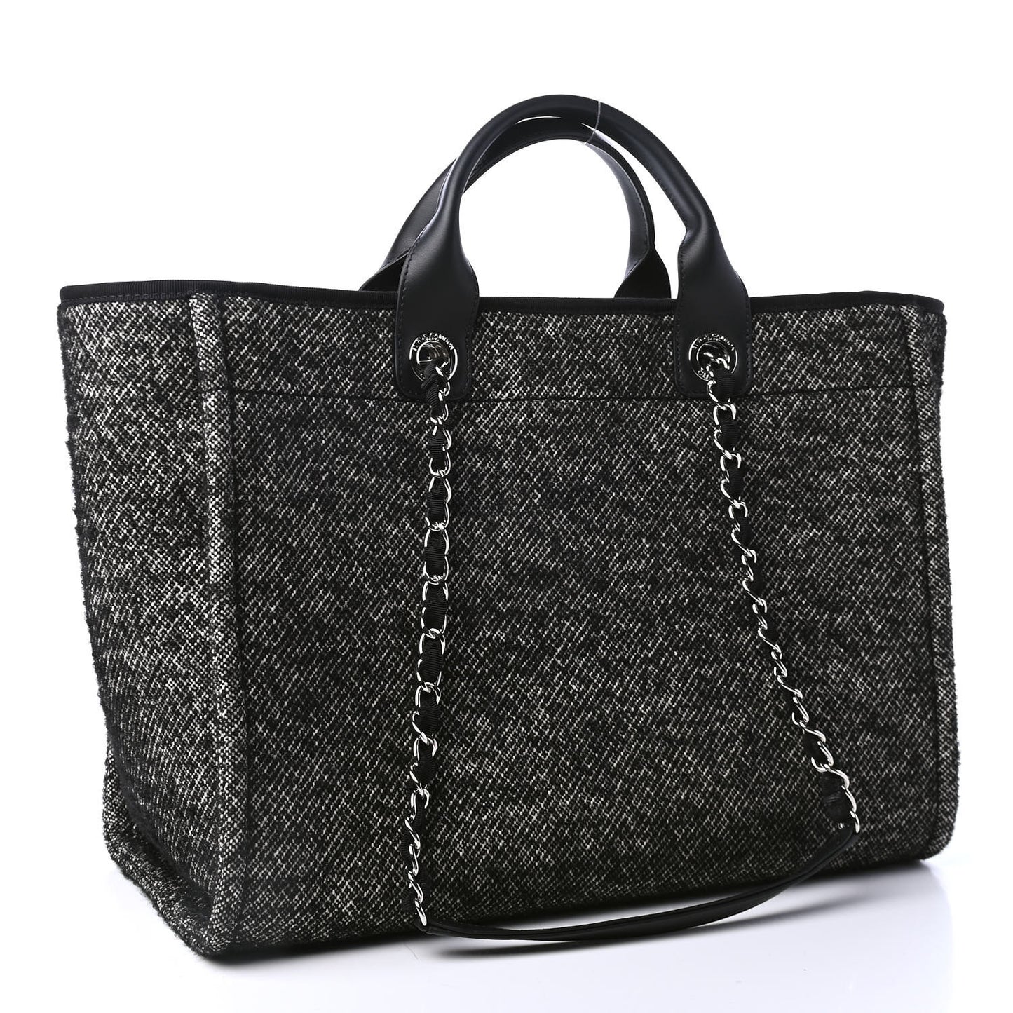 Mixed Fibers Calfskin Medium Deauville Tote Black